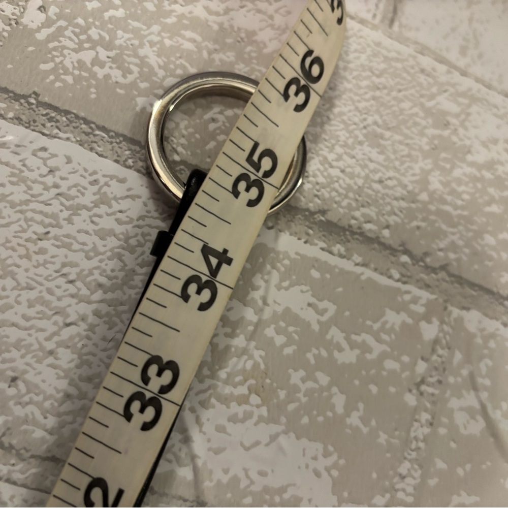 Black Leather Belt Womens vintage Y2K with Silver Buckle toggle bridle medium - Picture 7 of 7